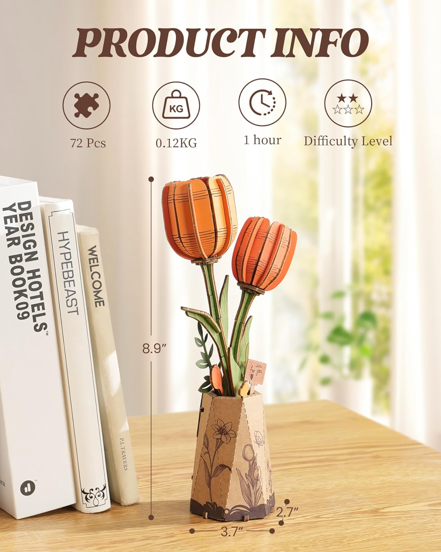 Orange Tulip Wooden 76 Piece Puzzle, , large image number 2