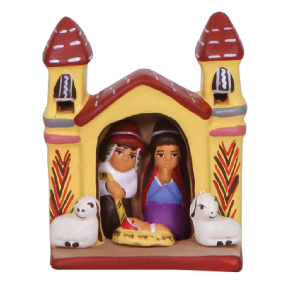 Peruvian Holy Family Ceramic Nativity with Sheep, , large image number 0