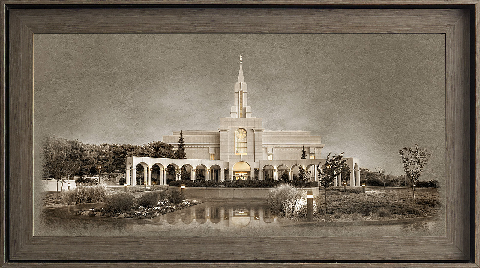 Bountiful Temple Framed Art, Gray Wood (22x39 Textured Paper), , large image number 0