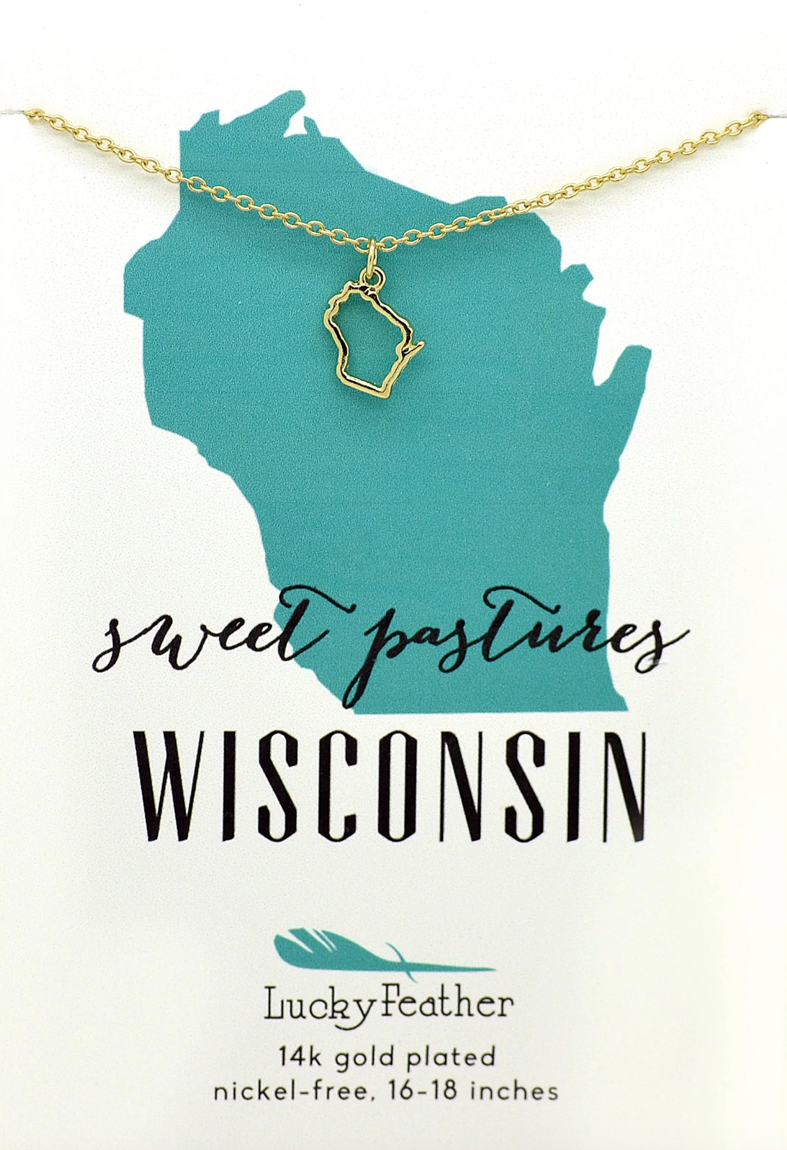 Wisconsin State Necklace, , large image number 0