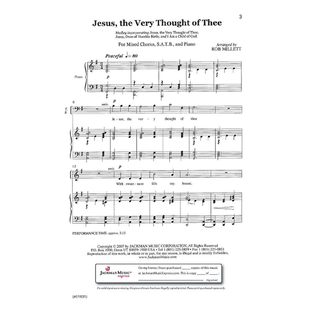 Jesus the Very Thought of Thee, , large