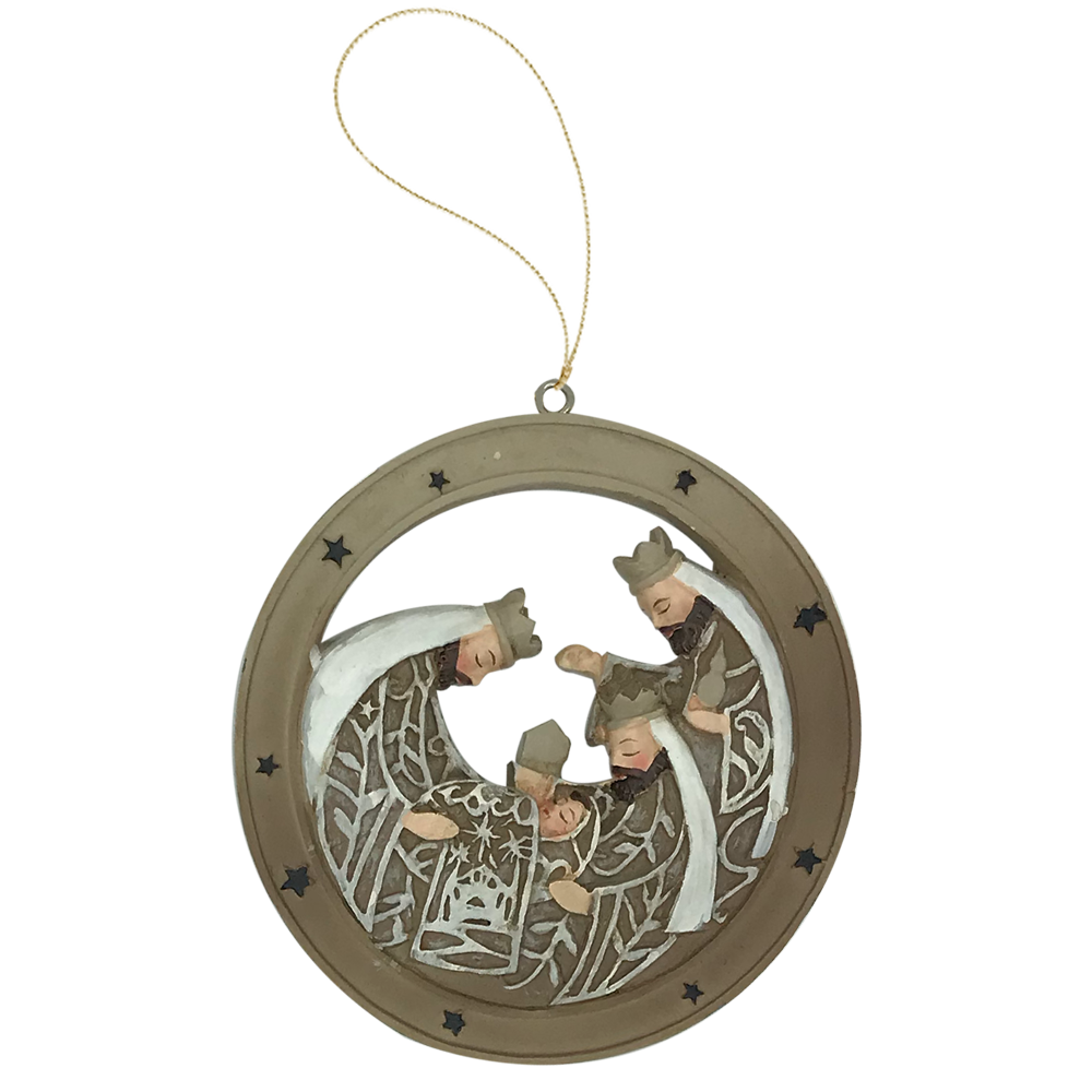 Wise Men with Baby Jesus Scroll Ornament