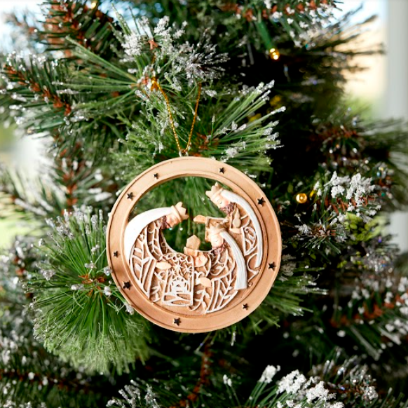 Wise Men with Baby Jesus Scroll Ornament, , large