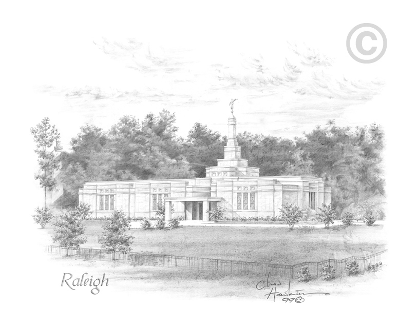 Raleigh Temple Sketch (8x10 Matted Print), , large image number 0