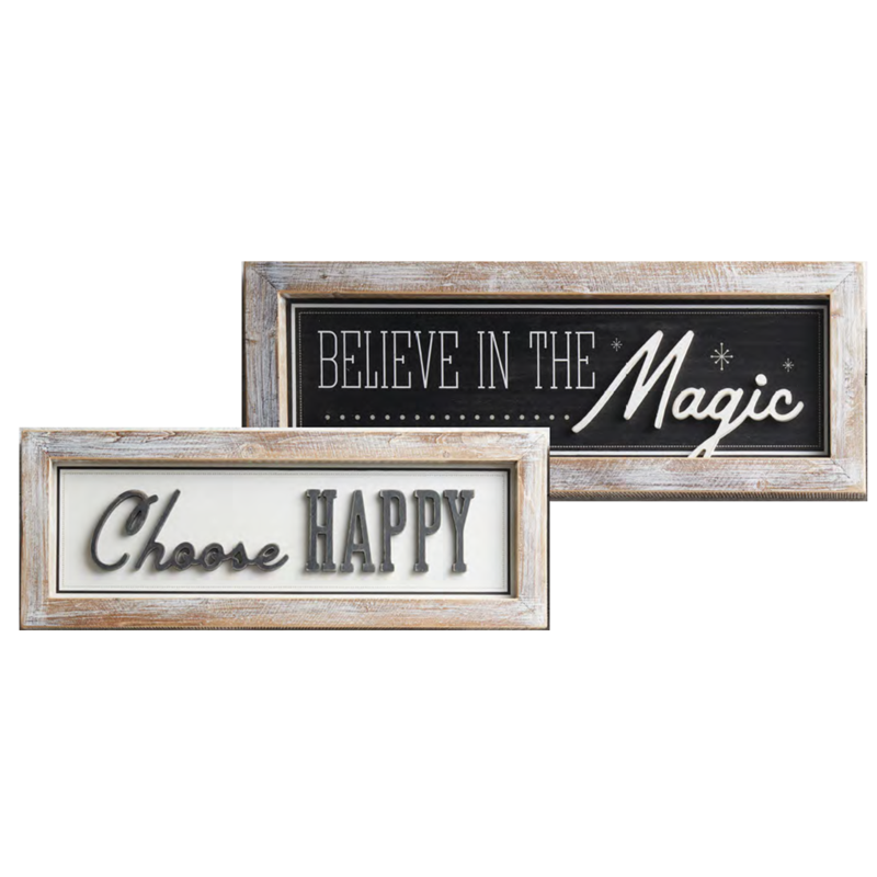 Magic, Choose Happy (24x9 Reversible Plaque)
