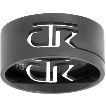 Black Cut-Out Stainless Steel CTR Ring, , large image number 0