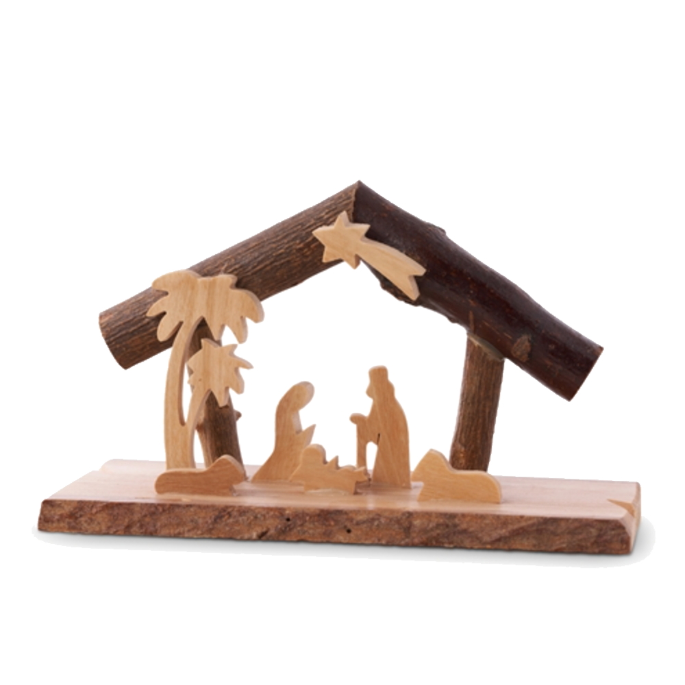 Silhouette Bark Wood Nativity Grotto, , large image number 1