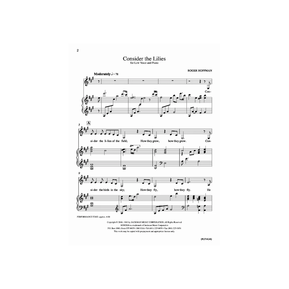 Consider the Lilies, Vocal Solo - Low Voice Sheet Music, , large image number 1