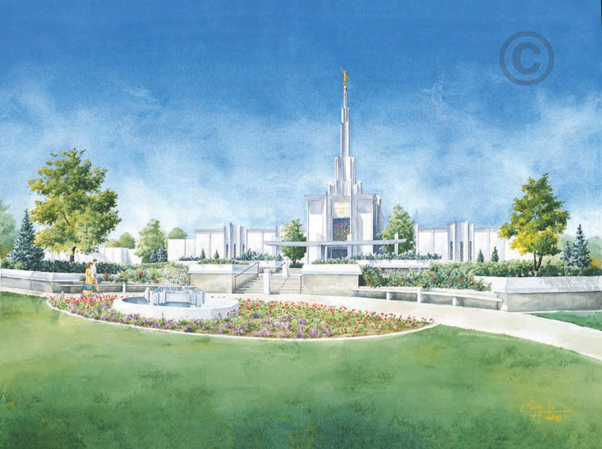 Denver Temple Color Sketch 5x7 Print, , large image number 0