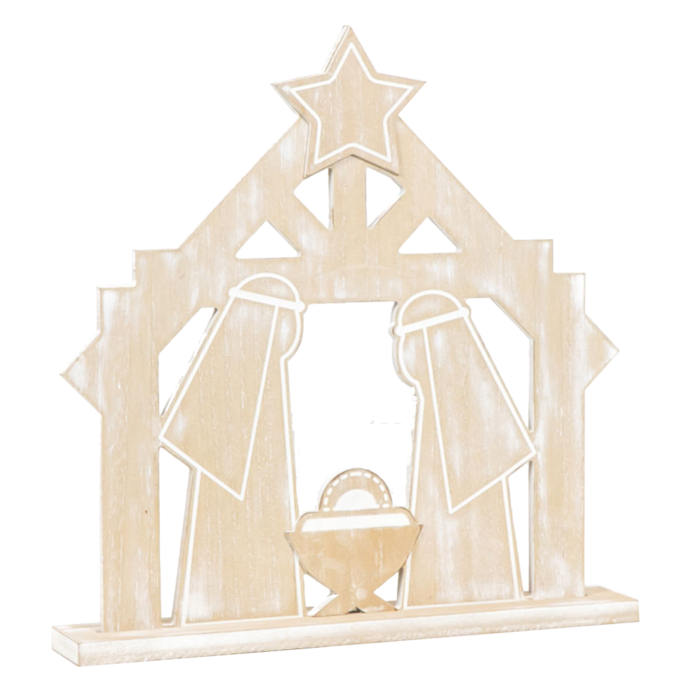 Narrow Mango Wood Cutout Nativity, , large image number 1