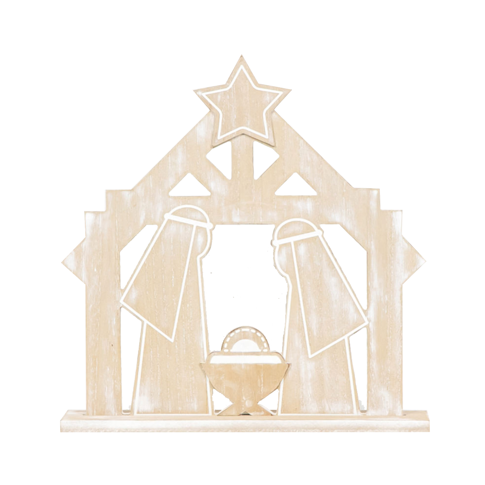 Narrow Mango Wood Cutout Nativity, , large image number 0