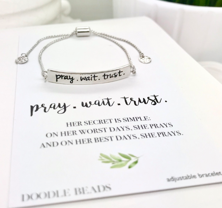 Pray, Wait, Trust Adjustable Bracelet, , large