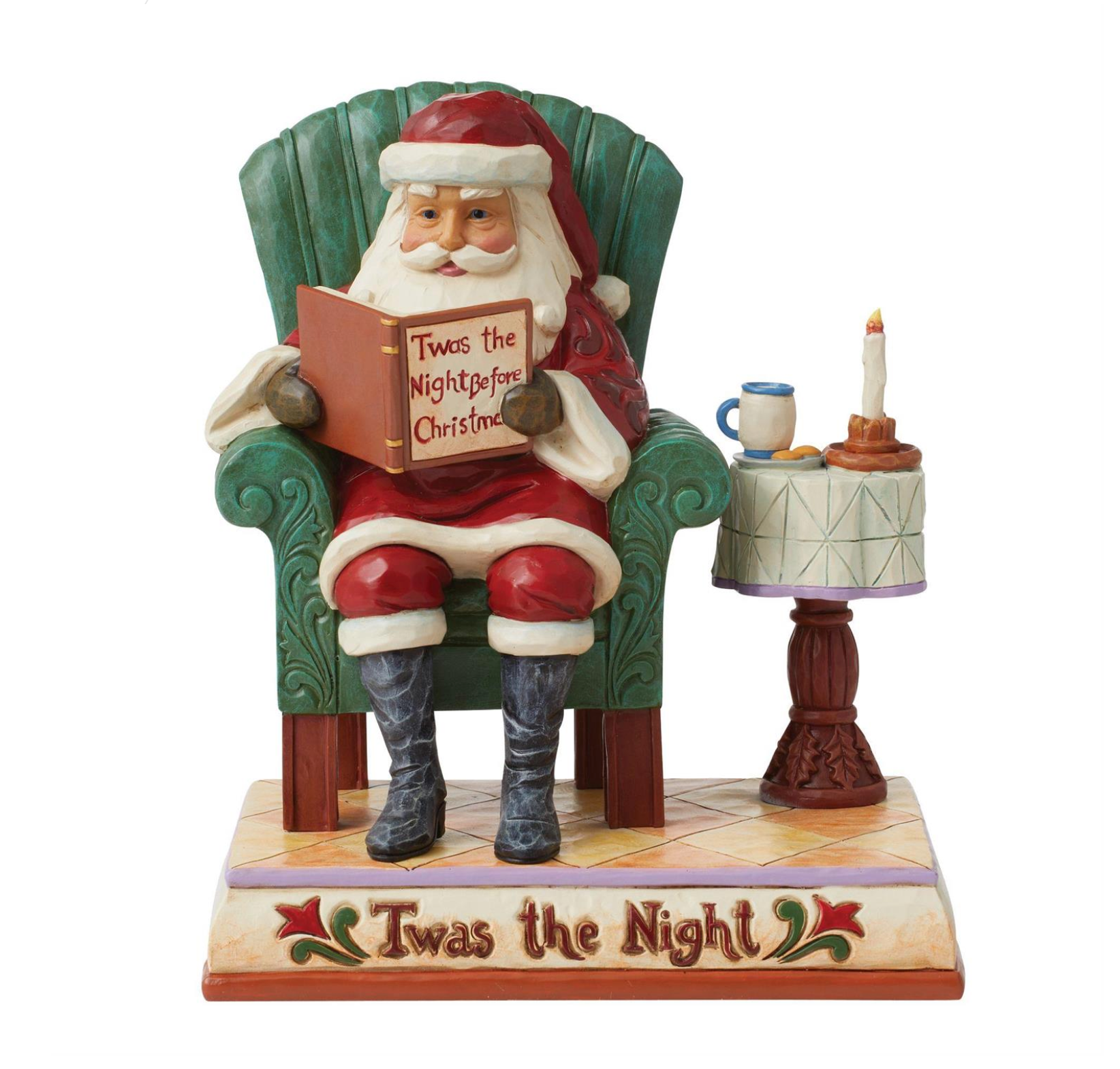 Twas the Night Before Christmas Reading Heartwood Creek Santa Figurine