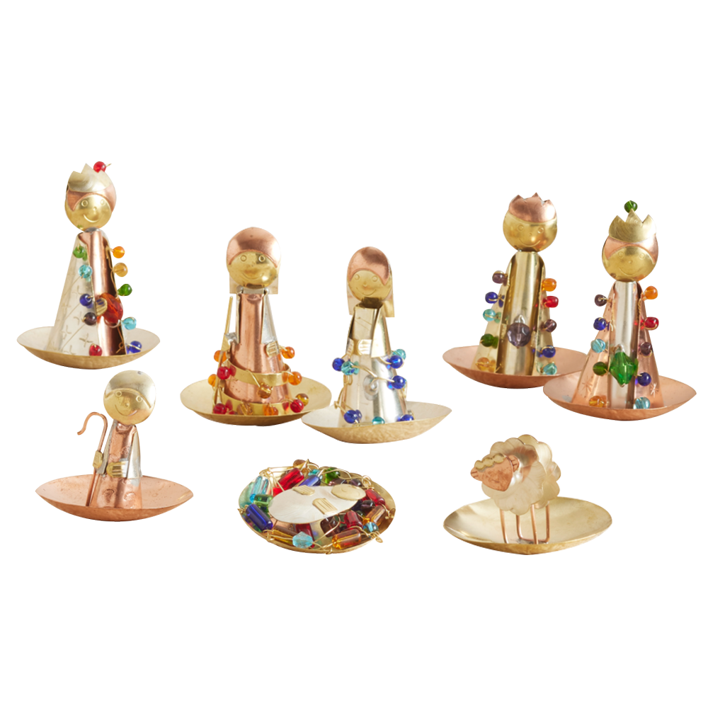 Thai Wobbles Metal Beaded Nativity