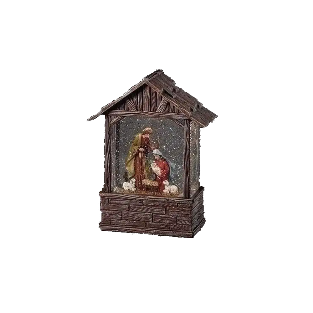 Light-up Holy Family Nativity Glitter Stable, , large image number 0
