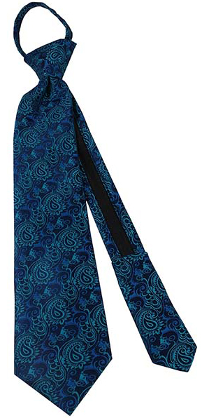 Boys' Aqua Blue Missionaries on Bikes Zipper Necktie, , large image number 1