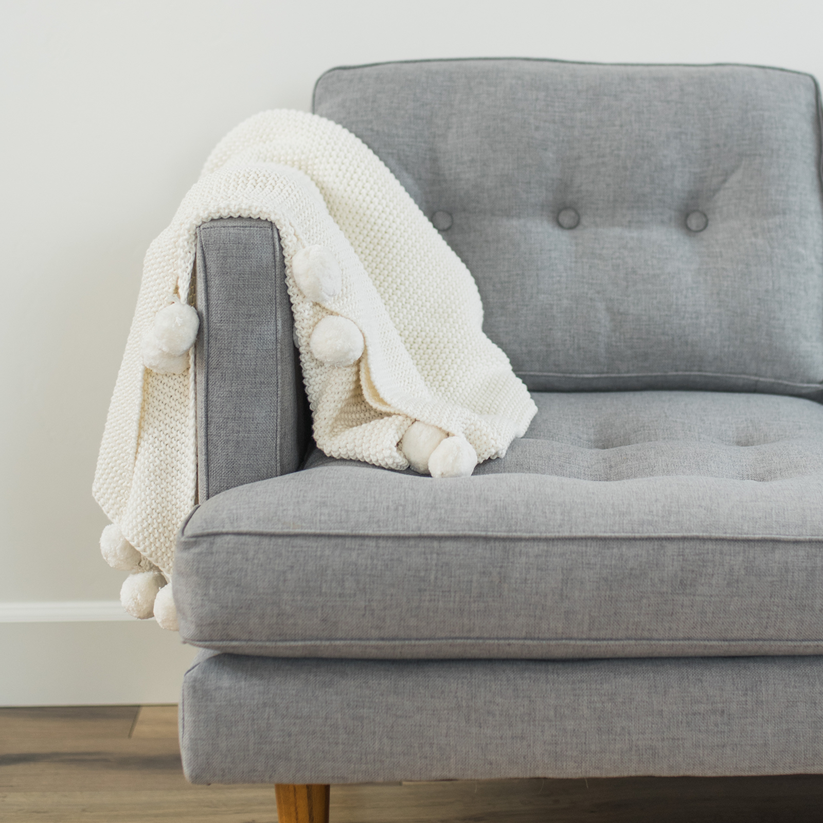 Throw Blanket with Pom Poms, , large image number 1