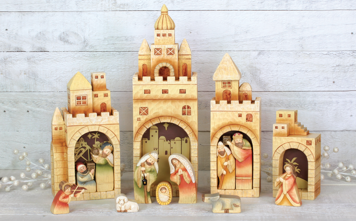 Nesting Resin Nativity Village, , large