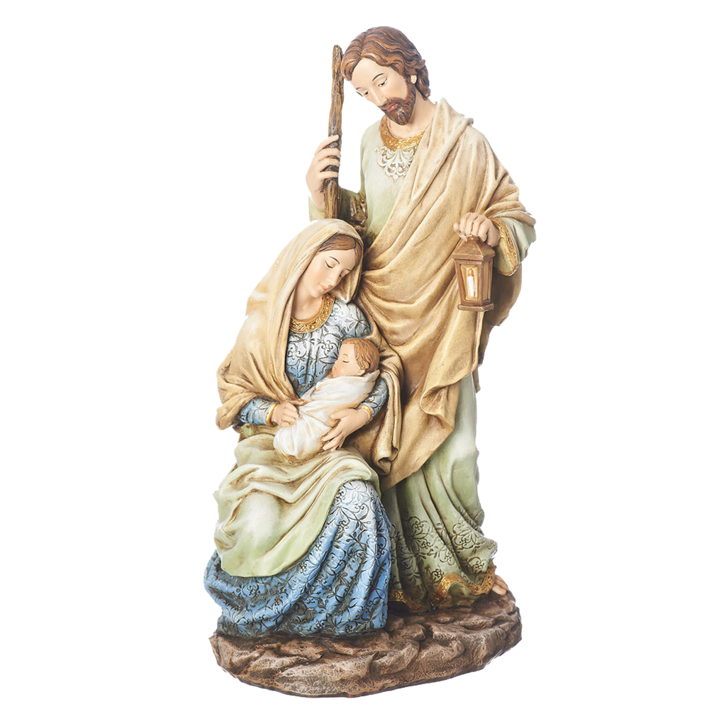 Ivory and Blue Holy Family Nativity Statue