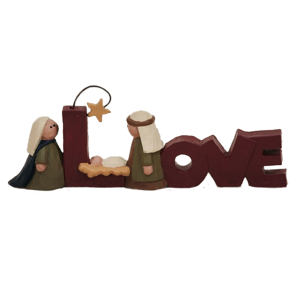 "Love" Holy Family Resin Nativity Block
