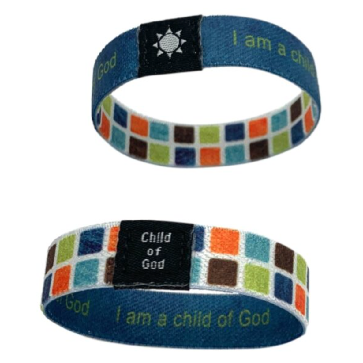 I Am a Child of God Reversible Checkered Woven Wristband, , large image number 0
