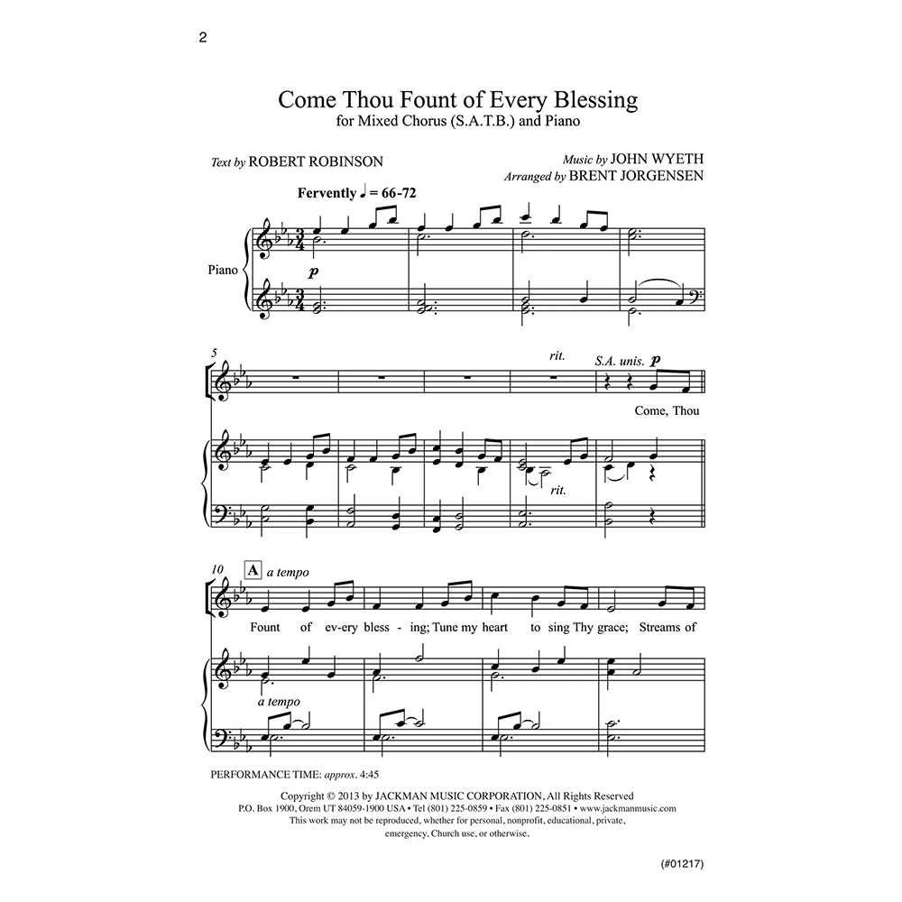 Come Thou Fount of Every Blessing , , large