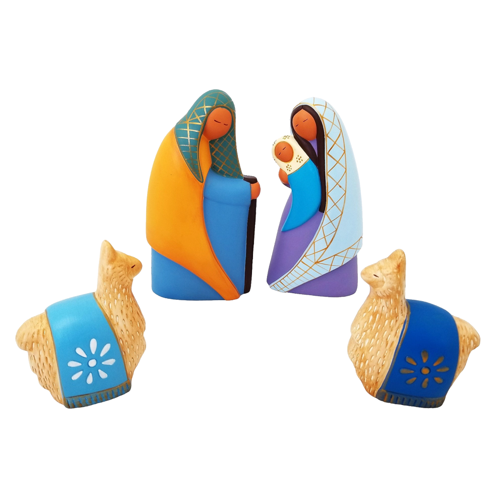 Andean Peruvian Holy Family Ceramic Nativity
