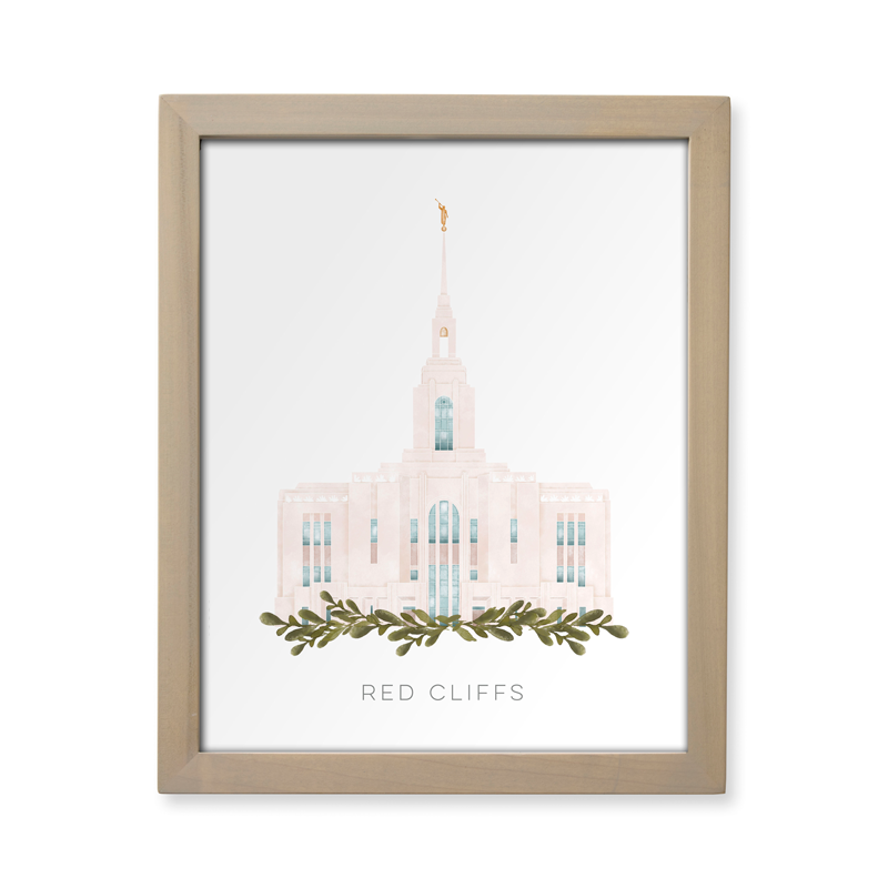 Red Cliffs Utah Temple (13x16 Framed Paper Print)