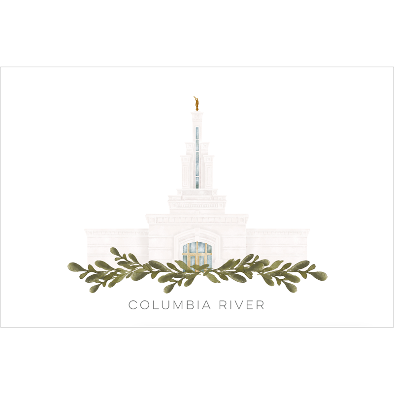 Columbia River Washington Temple (11x13 Framed Art)