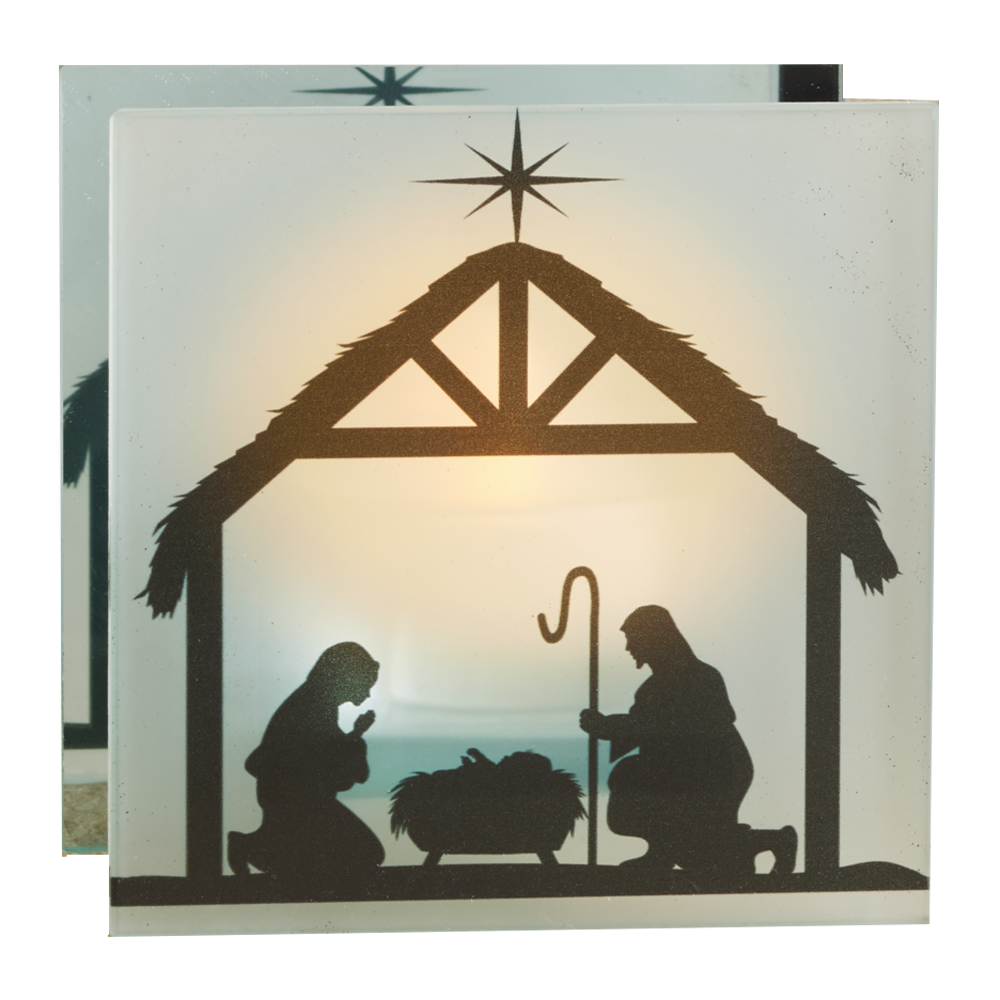 Square Frosted Glass Tealight Nativity