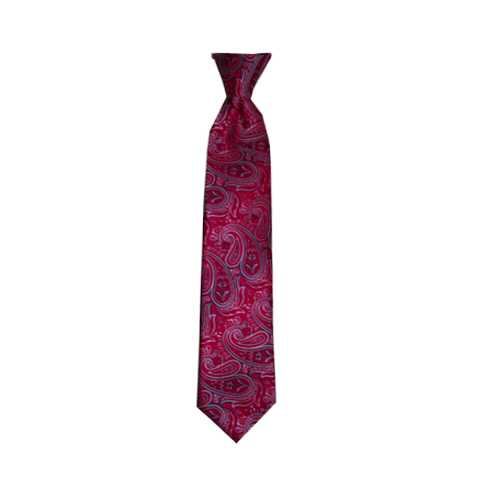 Boys' Red Paisley Zipper Necktie