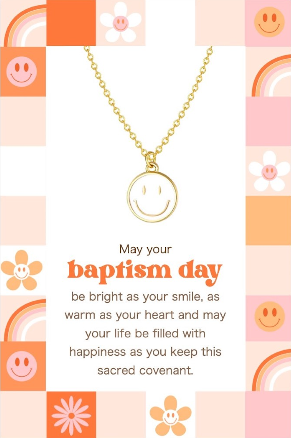 Baptism Smiley Face Necklace, , large image number 2