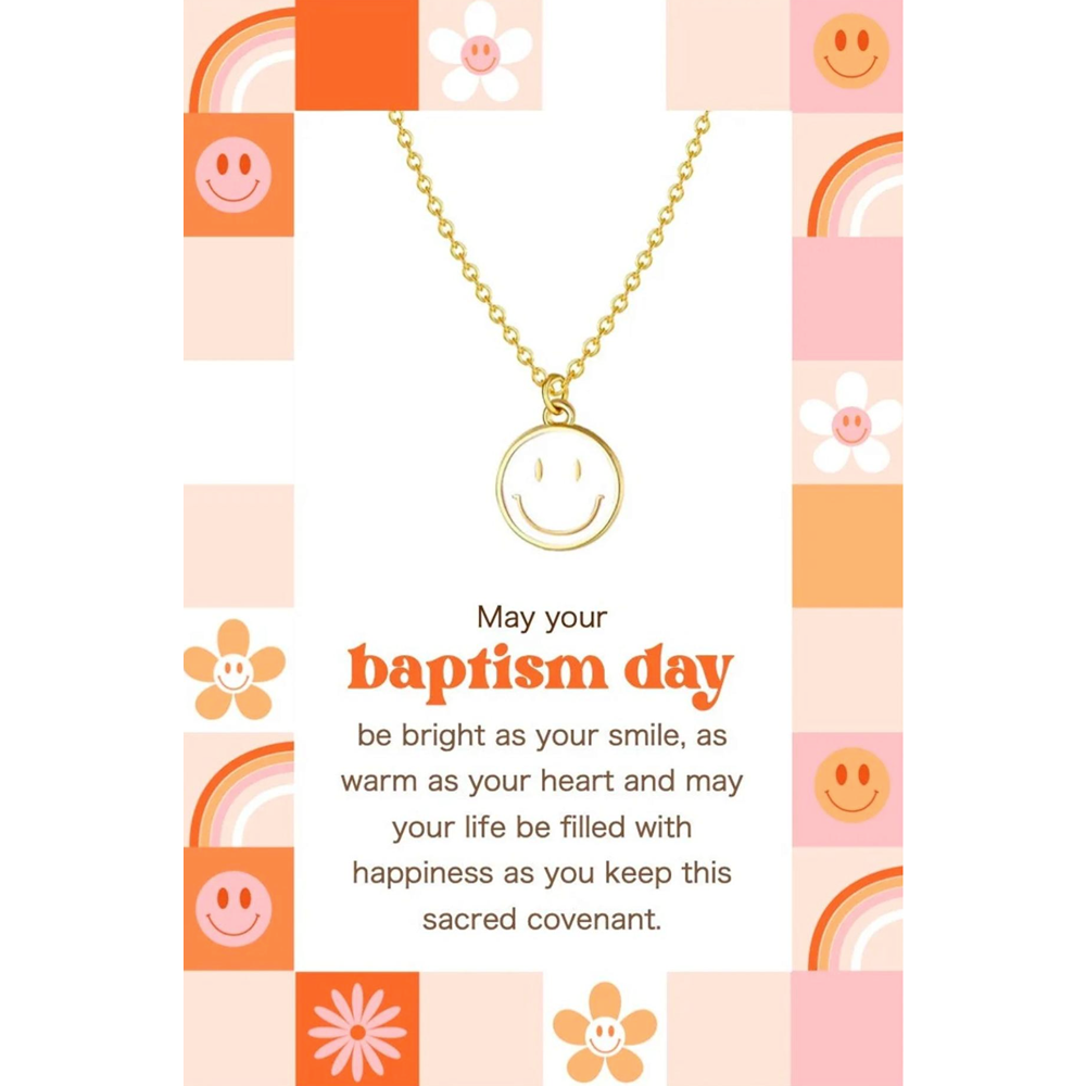 Baptism Smiley Face Necklace