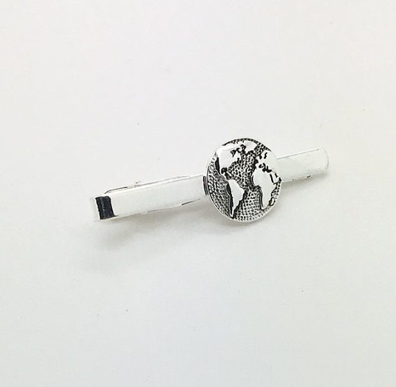 Globe Go Into the World Tie Bar, , large