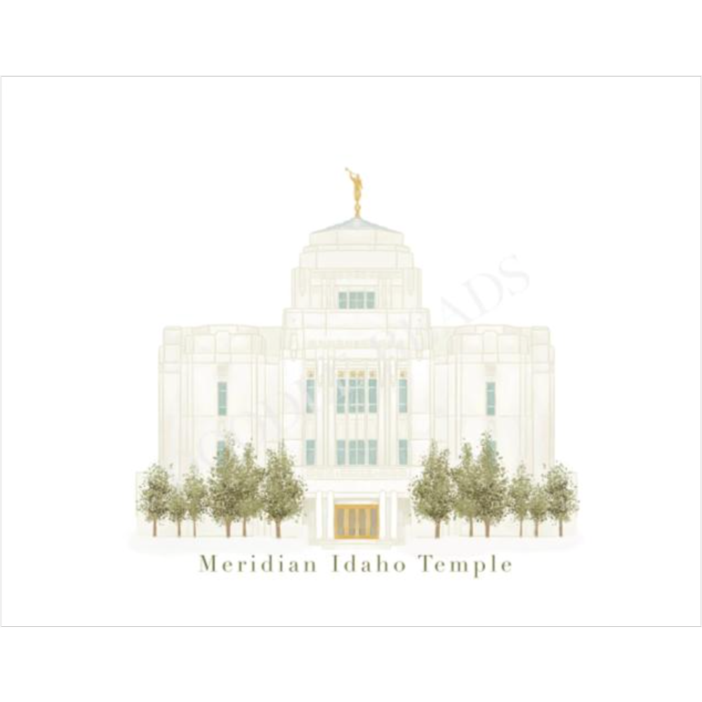 5X7 Meridian Idaho Temple - Print, , large image number 0