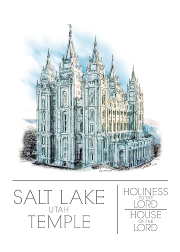 Salt Lake Temple Watercolor Print, , large image number 0