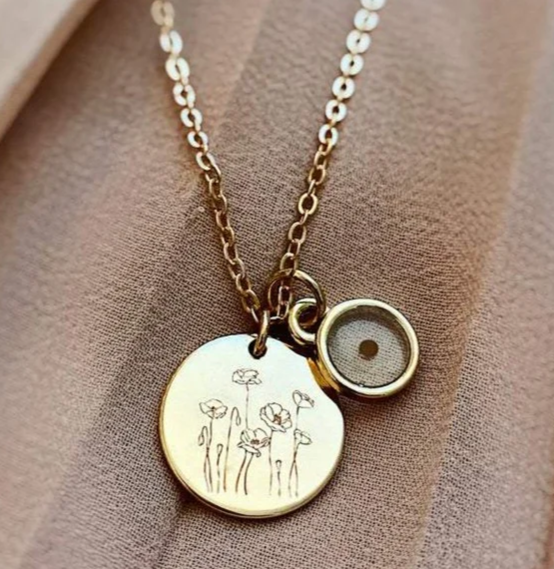 Mustard Seed and Poppy Necklace