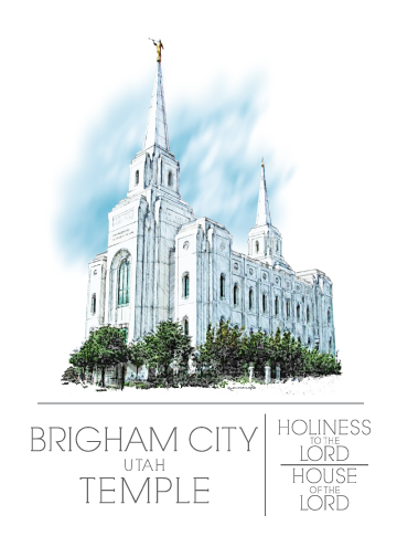 Brigham City Temple Watercolor Print, , large image number 0