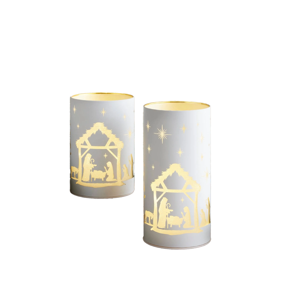 Light-up Etched Nativity Jar