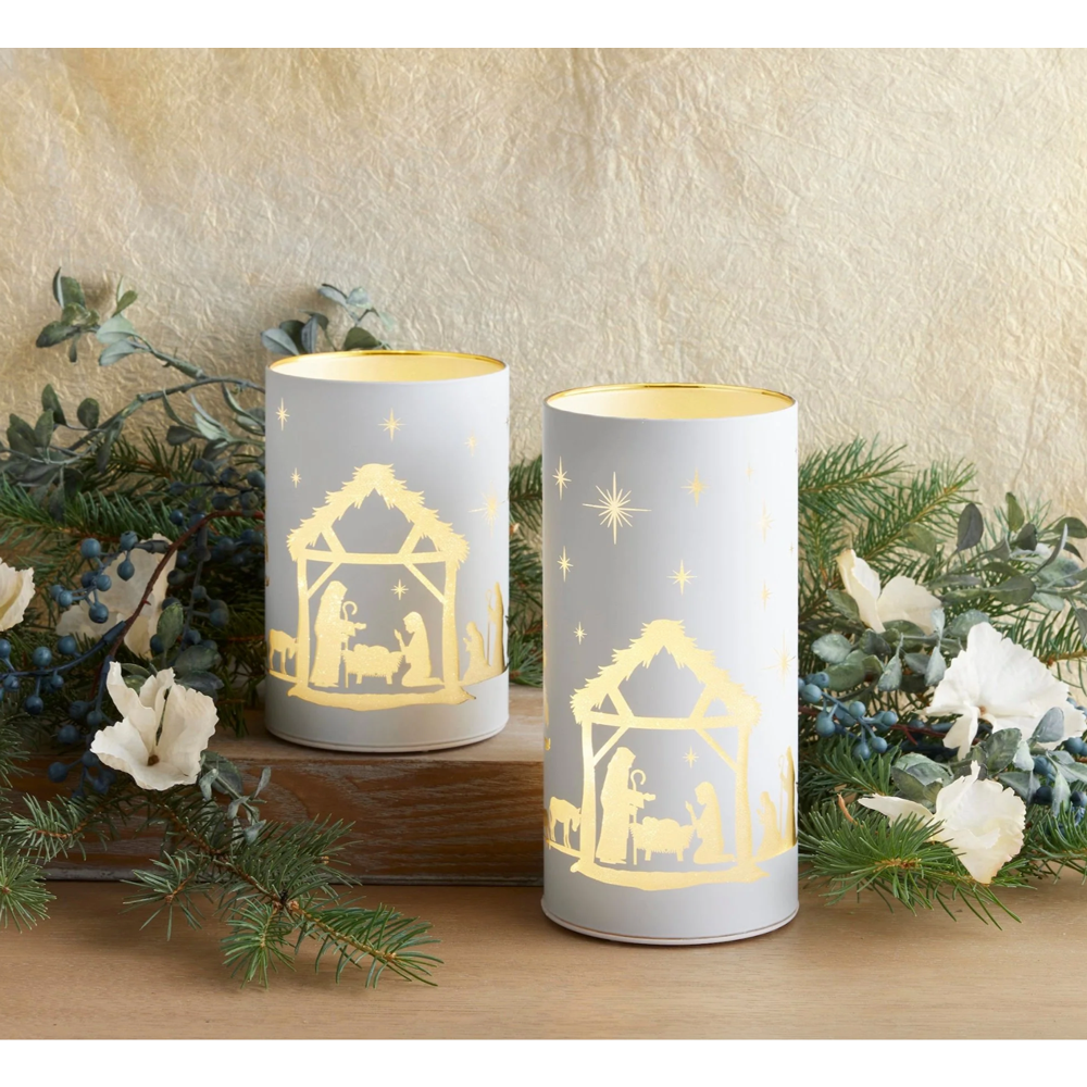 Light-up Etched Nativity Jar, , large