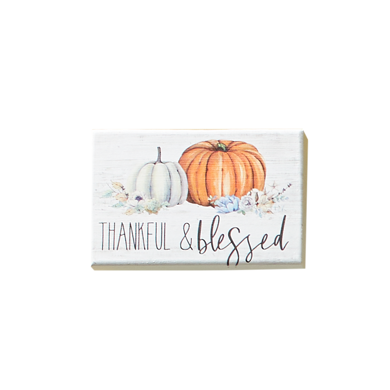 3X5 Thankful & Blessed Plaque