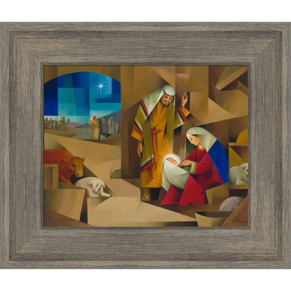 In the Stable (12x14 Framed Textured Print)