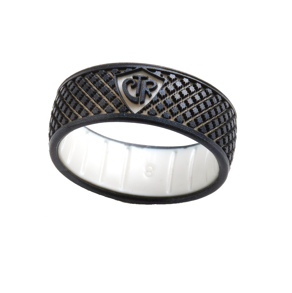CTR Shield with Grid Wrap Two Tone Black Pearl/Pearl Ring Size 9, , large