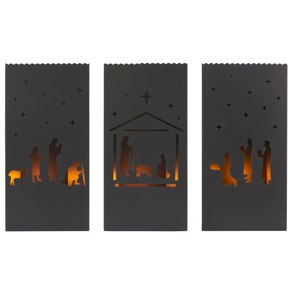 Silhouette Metal Nativity Luminaries