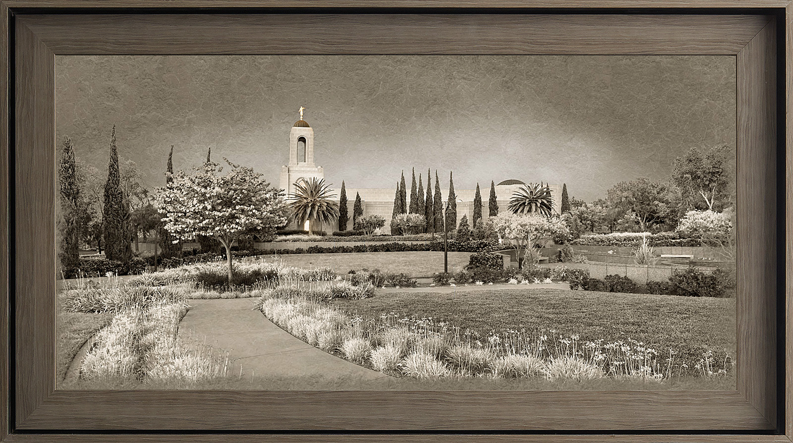 Newport Beach Temple Framed Art, Gray Wood (22x39 Textured Paper), , large image number 0
