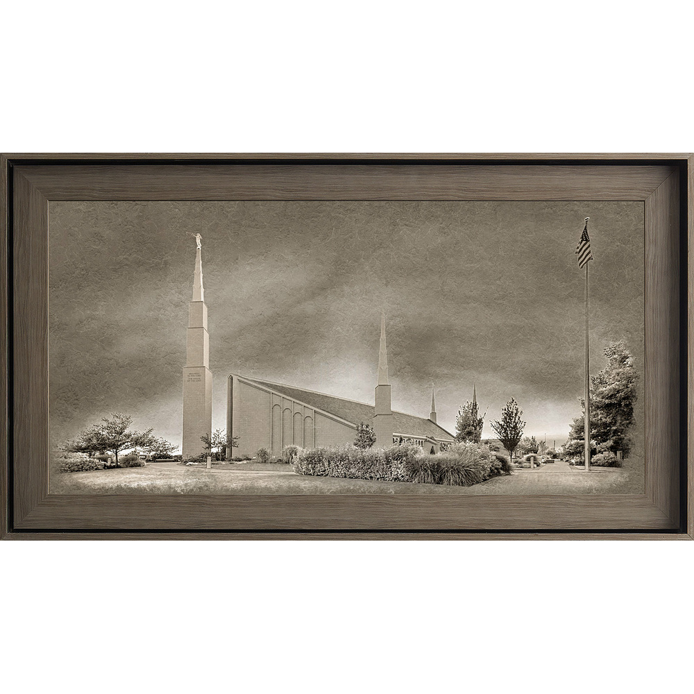 Boise Temple Framed Art, Gray Wood (22x39 Textured Paper), , large image number 0