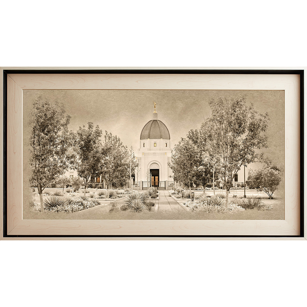 Tucson Temple Framed Art, Light Wood (22x39 Textured Paper), , large image number 0