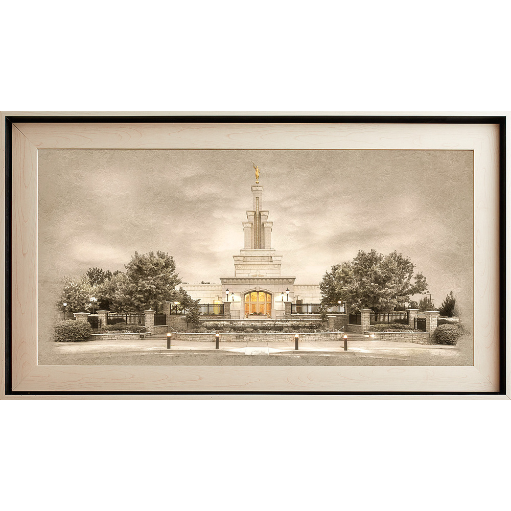 Columbia River Temple Framed Art, Light Wood (22x39 Textured Paper)