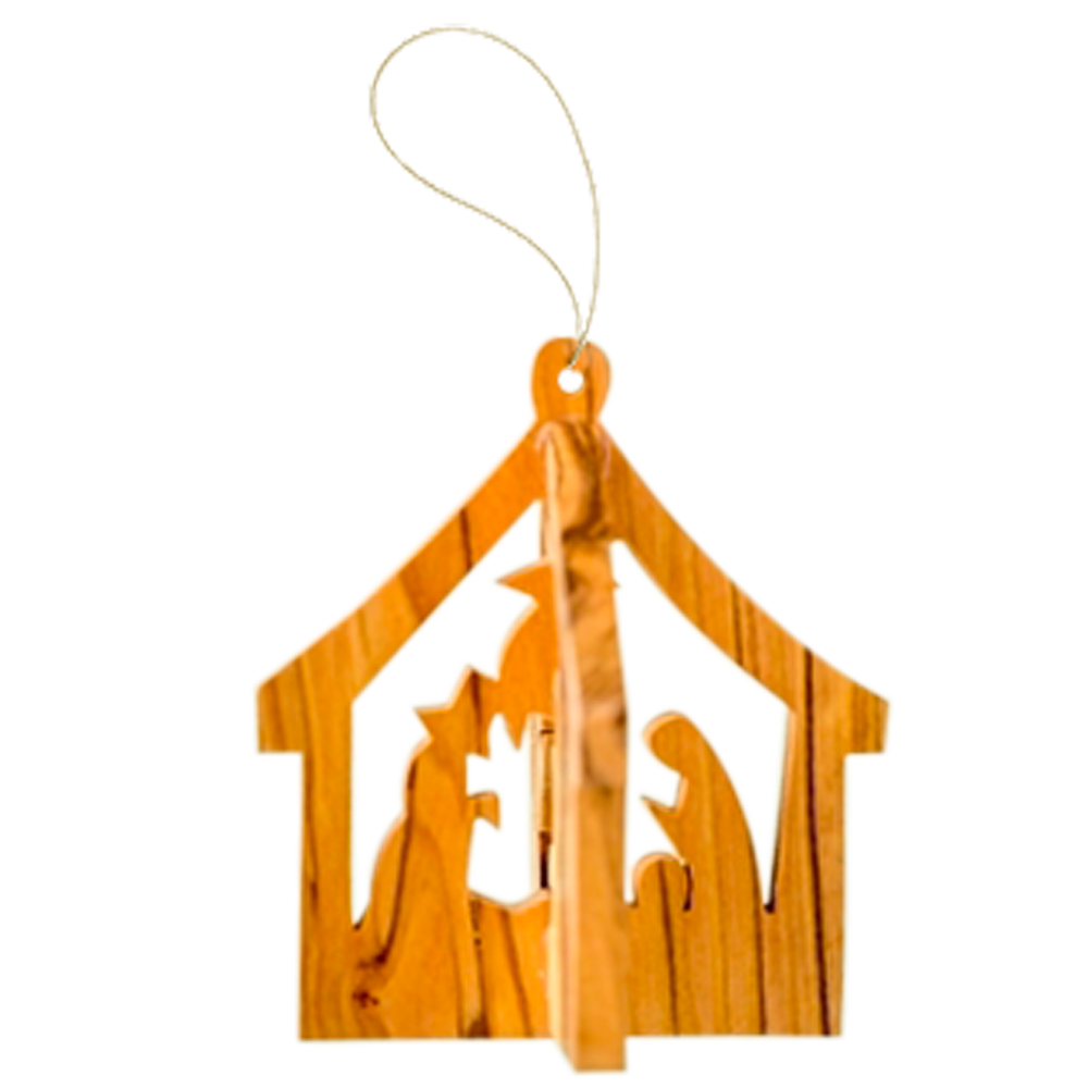 3-D Stable with Nativity Ornament, , large image number 0