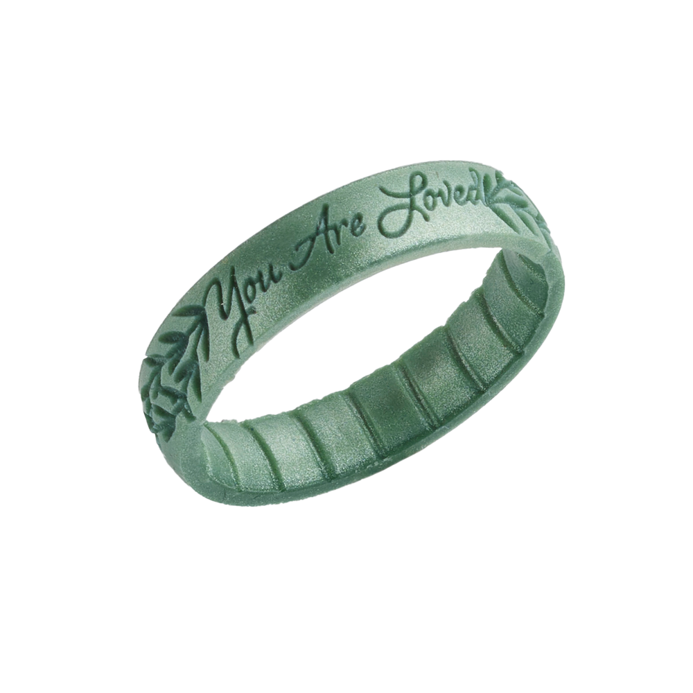 You Are Loved Laurel Leaf Green Ring Size 7, , large